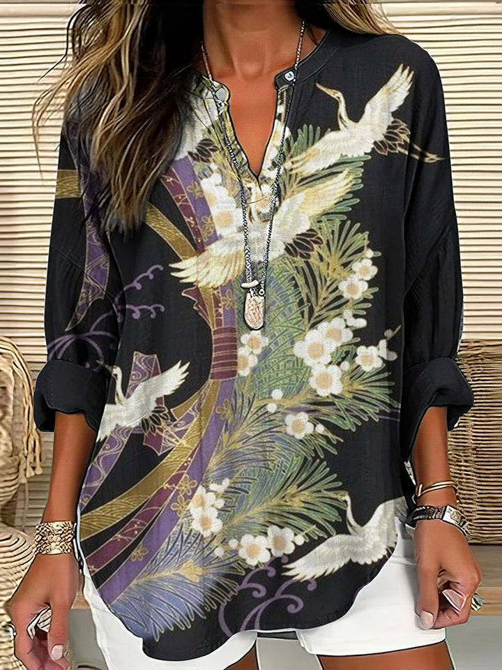 Nixie - Stylish Women's Flight Print Blouse
