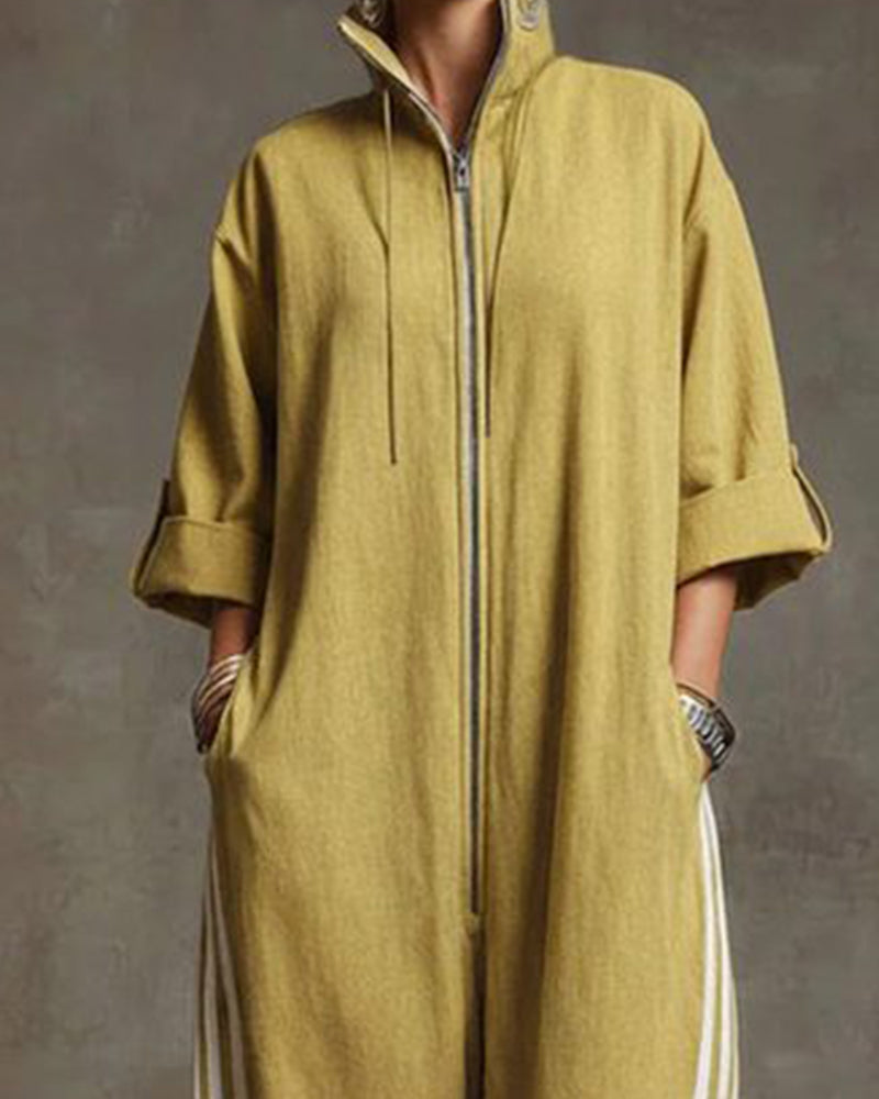 Women's Striped Sport Jumpsuit with Zipper