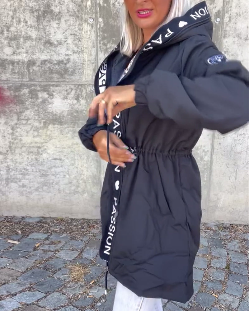 Comfy Hooded Drawstring Coat