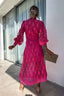 Elegant Crochet Lace Lantern Sleeve Party Midi Dress