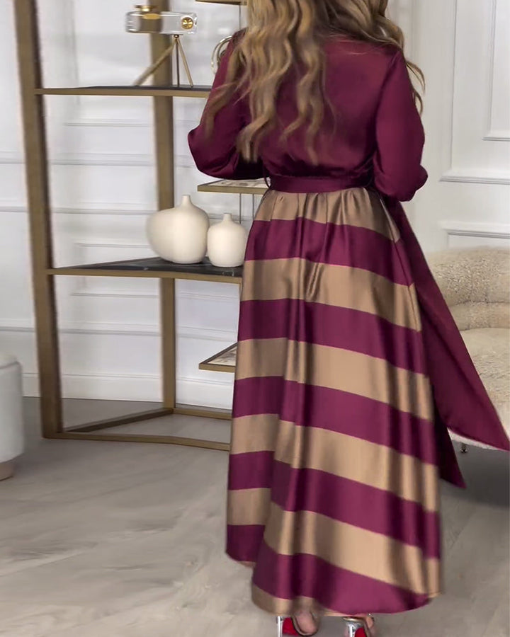 Women's Elegant Striped Straps Dress