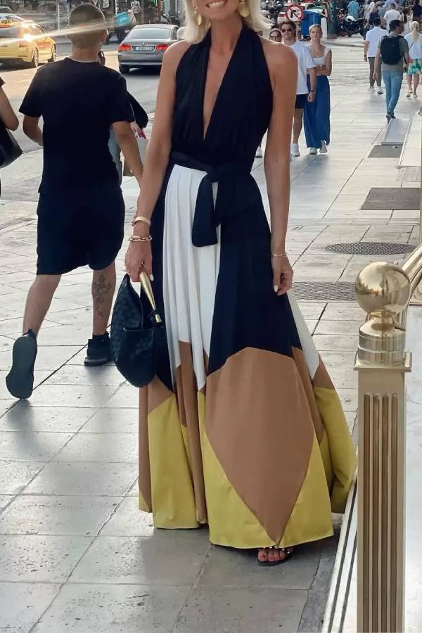 Lace-up Backless Sexy Long Swing Dress