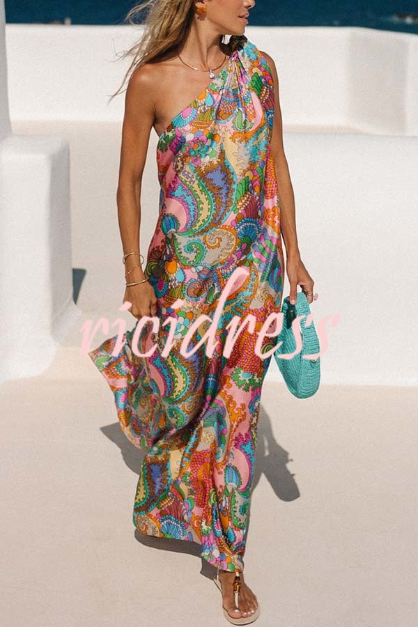Cyorra™ | Elegant One-Shoulder Satin Maxi