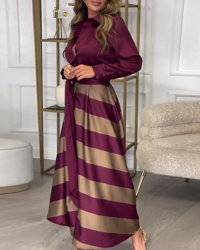 Women's Elegant Striped Straps Dress