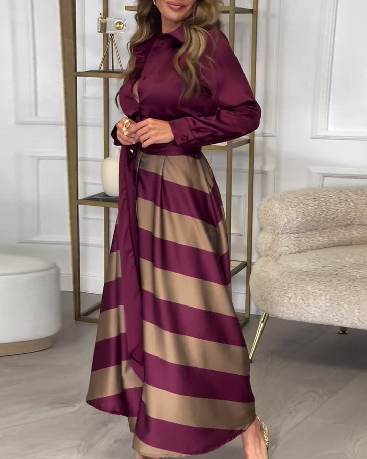Women's Elegant Striped Straps Dress