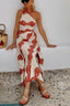 Sunny Linen Blend Shell Print One Shoulder Cutout Waist Tie-up Slit Maxi Dress