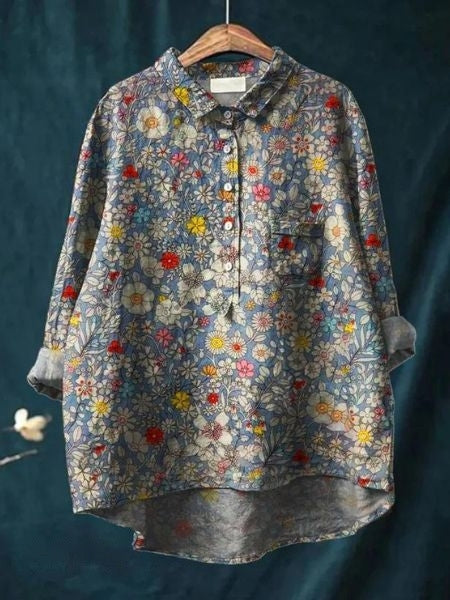 Donna™ - Tummy covering floral shirt