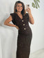 Sequin Textured V-Neck Midi Dress