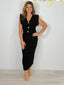 Sequin Textured V-Neck Midi Dress