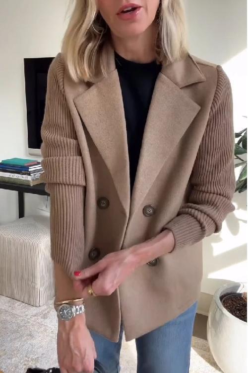 Lenora™ | Premium Chic Knit-Sleeve Blazer