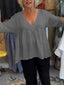 Nadia™ V-Neck Cotton and Linen Shirt