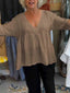 Nadia™ V-Neck Cotton and Linen Shirt