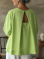 Elegant Backless Design 100% Cotton Shirt Top