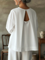 Elegant Backless Design 100% Cotton Shirt Top
