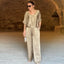 Women's Elegant V-Neck Shiny Two-Piece Set