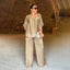 Women's Elegant V-Neck Shiny Two-Piece Set