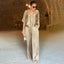 Women's Elegant V-Neck Shiny Two-Piece Set