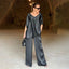 Women's Elegant V-Neck Shiny Two-Piece Set