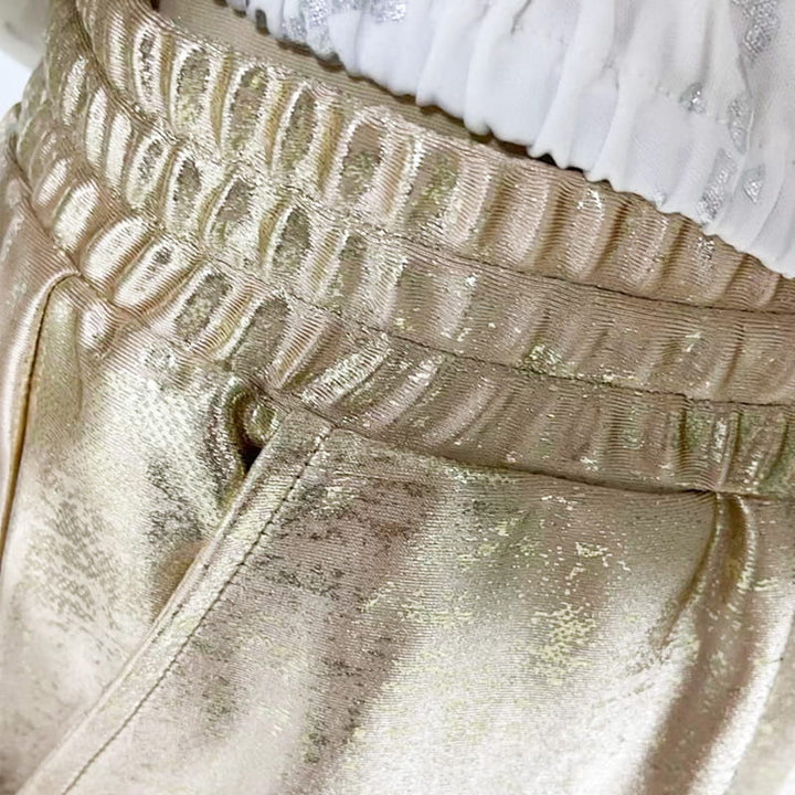 Women's 2-piece Set: Gold Eye Foil Top And Sequined Pants