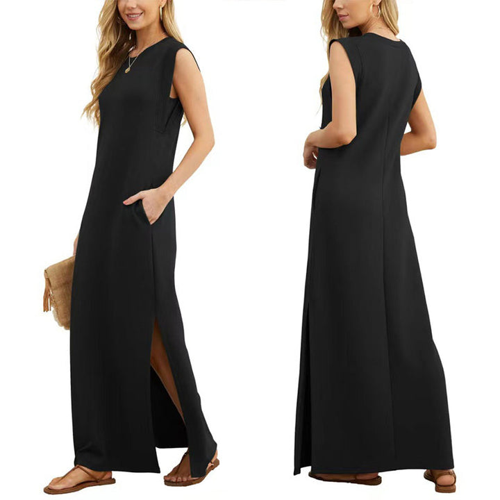 Wrinkle-free Casual Dress For Women With Split Hem