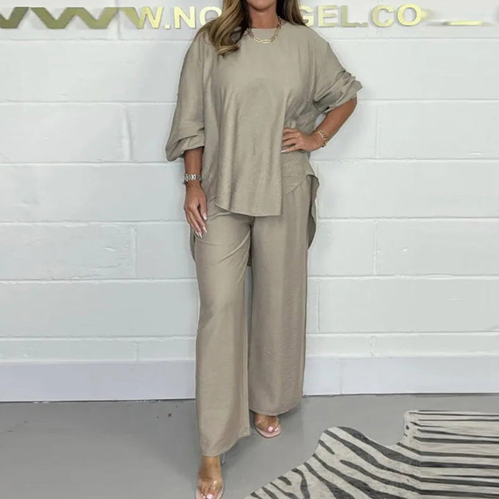 Women's Long Sleeve Top and Wide Leg Pants Set