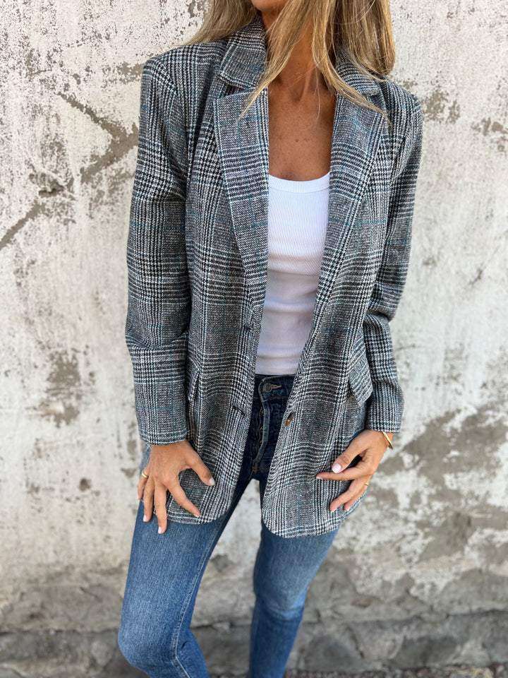 Mandia | Casual Plaid Turn-Up Blazer