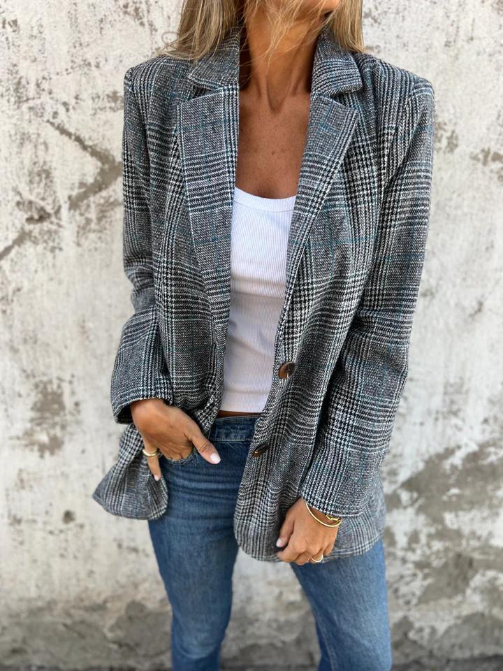 Mandia | Casual Plaid Turn-Up Blazer