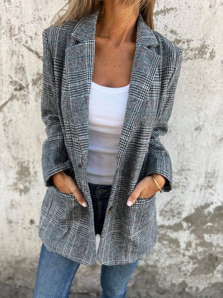 Mandia | Casual Plaid Turn-Up Blazer