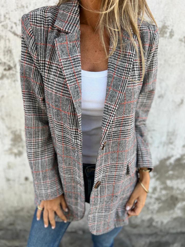 Mandia | Casual Plaid Turn-Up Blazer