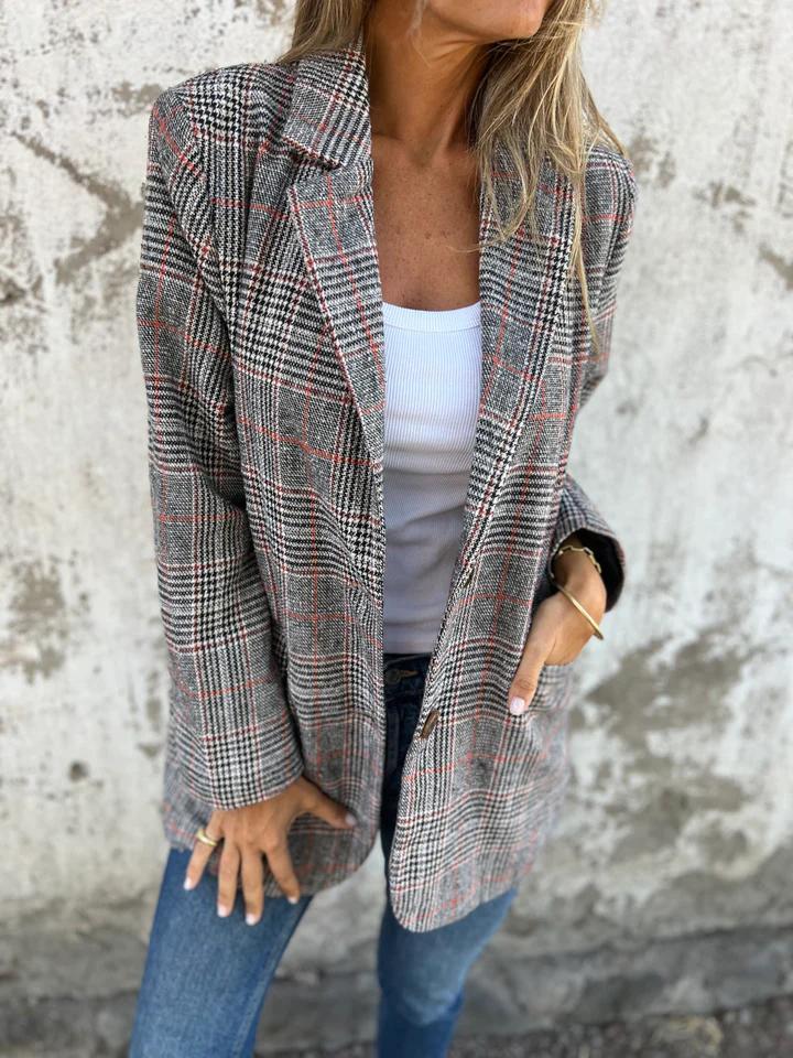 Mandia | Casual Plaid Turn-Up Blazer