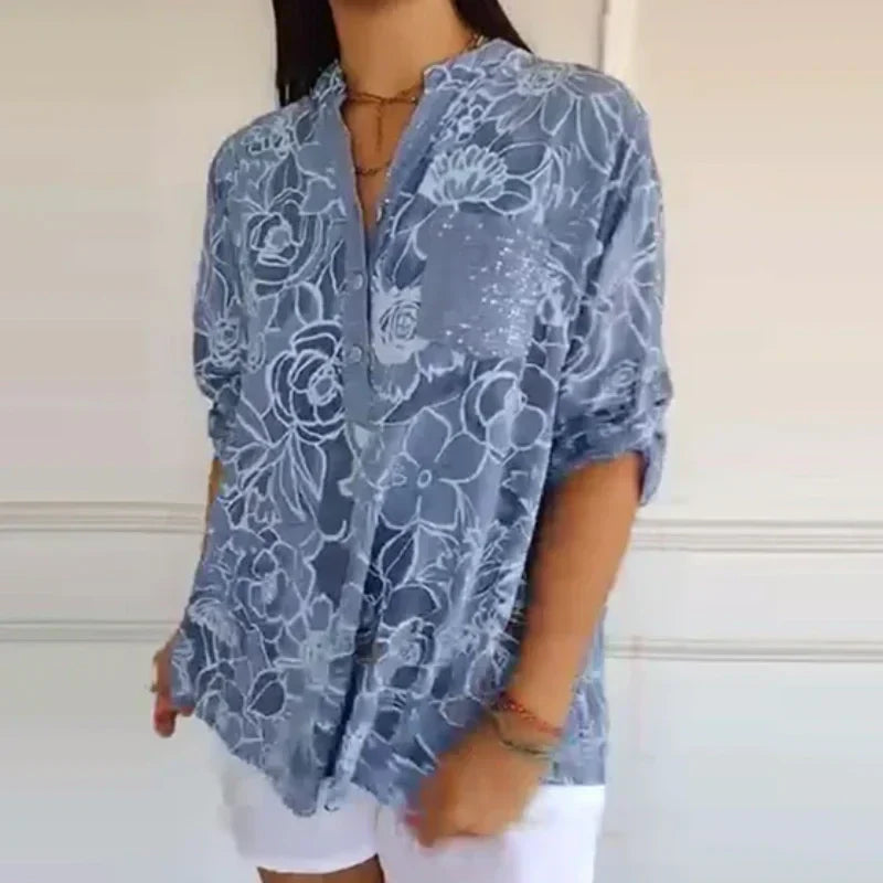 Clara – Printed Button-Up Shirt