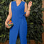 Thandi | Relaxed Solid V-Neck Jumpsuit with Tie