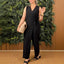 Thandi | Relaxed Solid V-Neck Jumpsuit with Tie