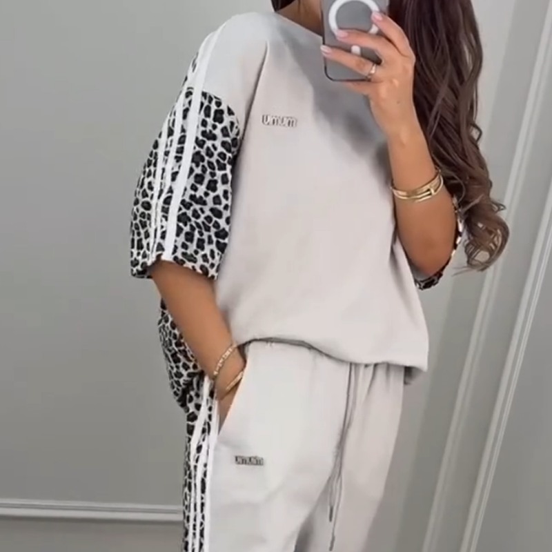 Patchwork Sweatshirt and Pants Set