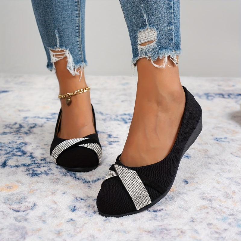 Women's Lightweight Trendy Wedge Rhinestones Shoes