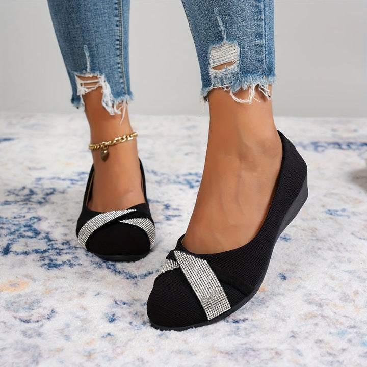 Women's Lightweight Trendy Wedge Rhinestones Shoes