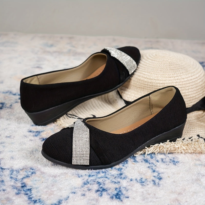 Women's Lightweight Trendy Wedge Rhinestones Shoes