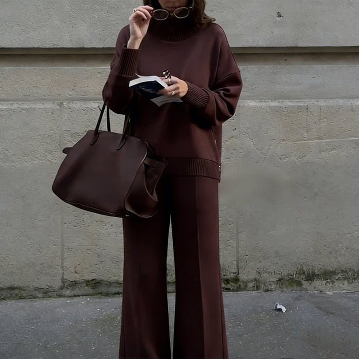 High-Neck Side-Zip Sweatshirt & Pants Set
